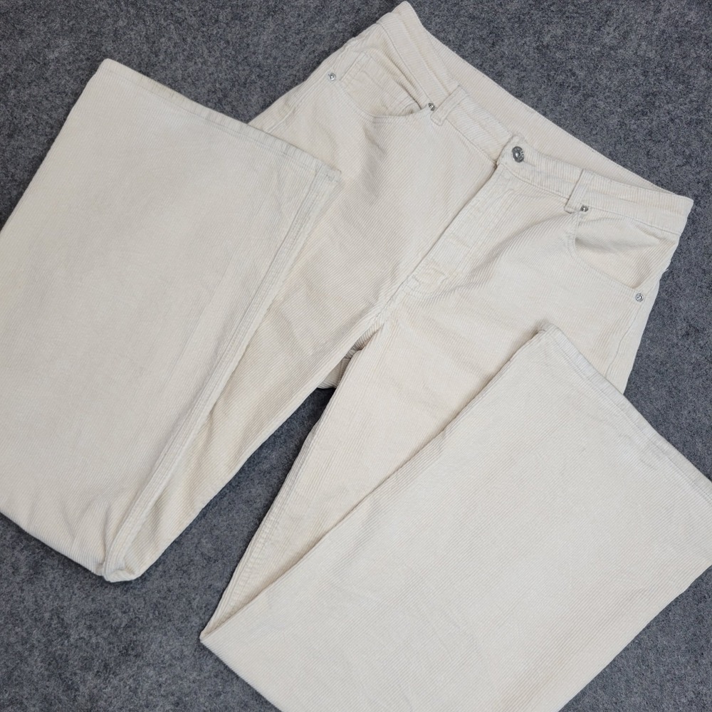 HM Divided Corduroy Pants Womens 8 Beige Stretch Relaxed Fit Casual Preppy Y2K